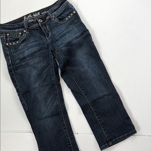 L.A. Idol dark wash crop with bling